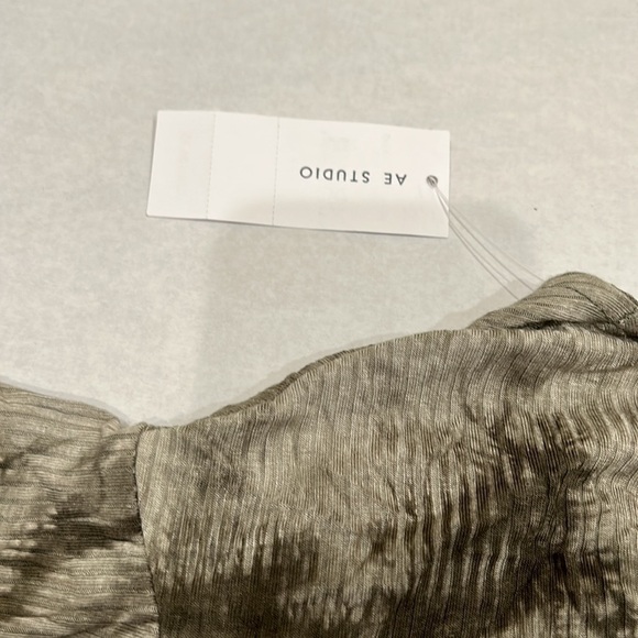 New AB Studio cropped short flutter sleep ribbed knit T-shirt small front knot - Picture 7 of 7